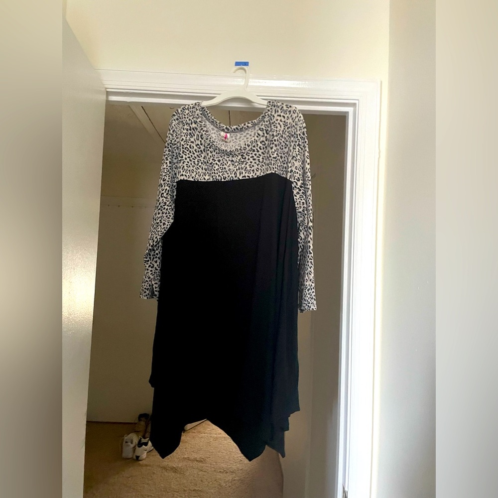 Leopard Print Black Dress
